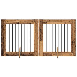 vidaXL Vrata za pse s postoljem 2 pcs Staro drvo 80 x 80 cm