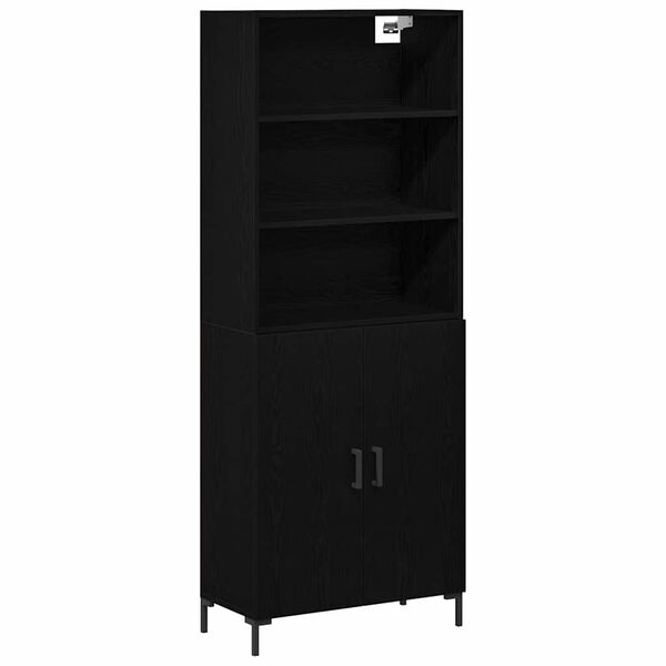 vidaXL Highboard Crni hrast 69,5 x 34 x 180 cm Konstruirano drvo
