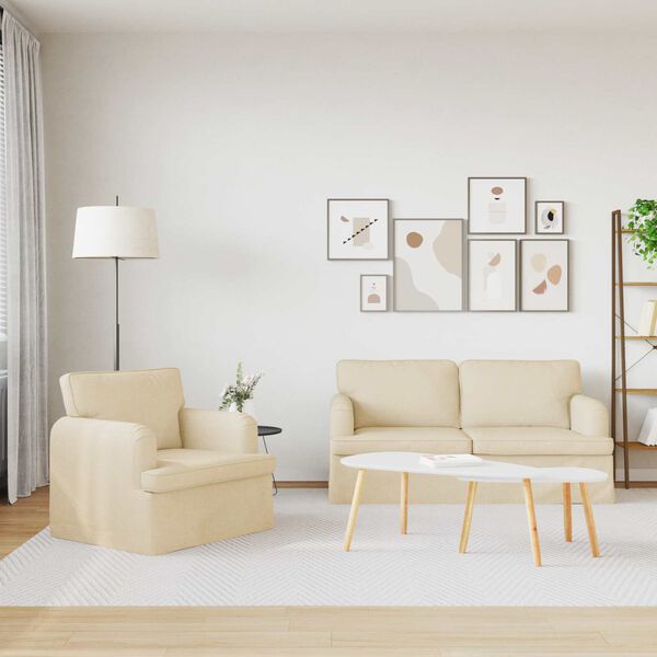 vidaXL Set sofe 2 pcs Krema 162 x 80 x 85 cm tkanina