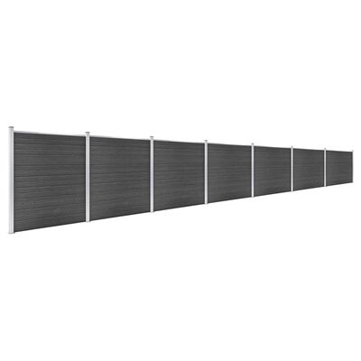vidaXL Set panela za ogradu WPC 1218 x 186 cm crni