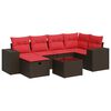 vidaXL 7-dijelni set vrtnih sofa od poliratana s jastucima smeđi