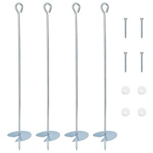 vidaXL Zemaljska sidra 4 pcs Srebrna &Oslash;10 x 60 cm Galvanizirani metal