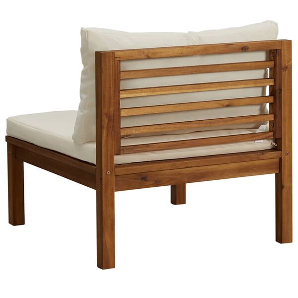 vidaXL Modularna srednja sofa s krem bijelim jastucima bagremovo drvo