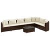 vidaXL 8-dijelni set vrtnih sofa s jastucima smeđi od poliratana