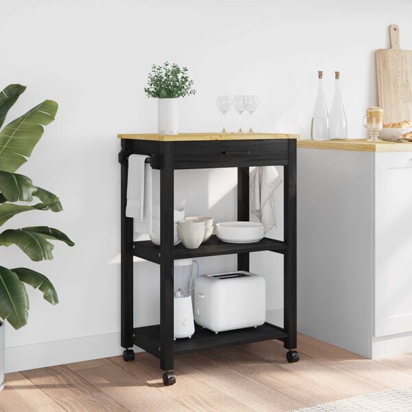 vidaXL Kuhinjski kolica Jednobojno Crna 88,5 x 40 x 60 cm