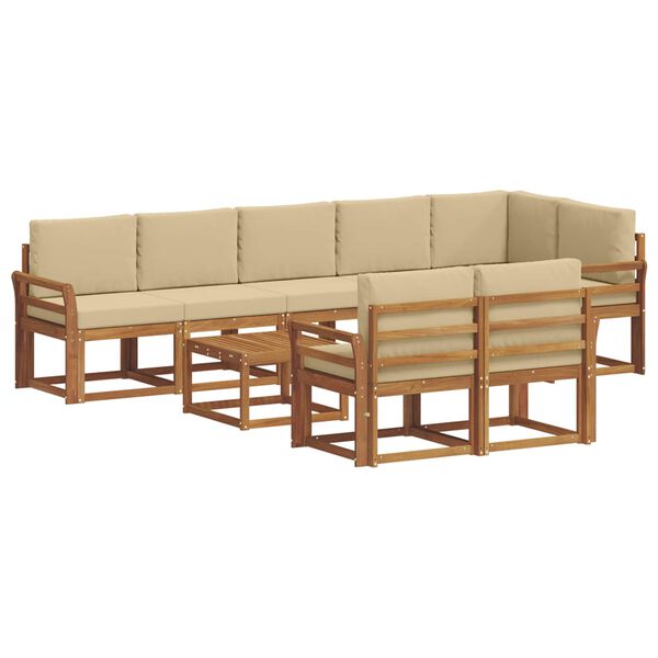 vidaXL Set vanjskih sofa s jastukom 9 pcs Prirodna i bež