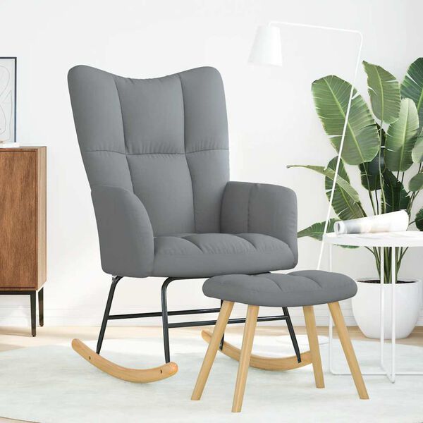 vidaXL Stolica za ljuljanje s osloncem za noge od tkanine svjetlosiva