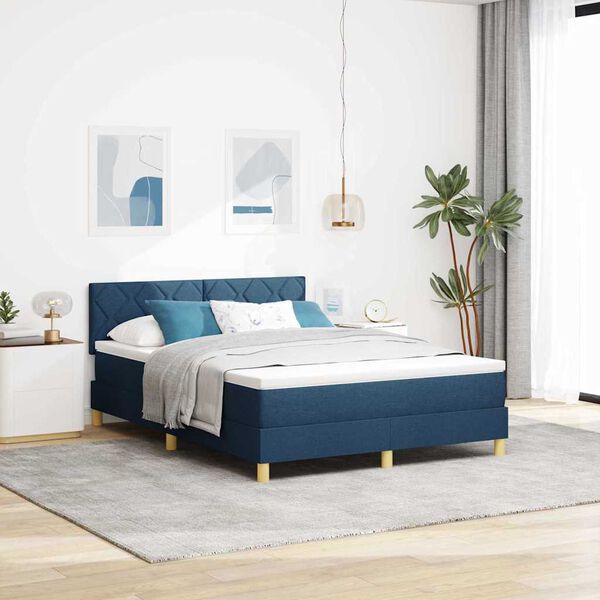 vidaXL Boxspring krevet s madracem Plava 140 x 200 cm tkanina