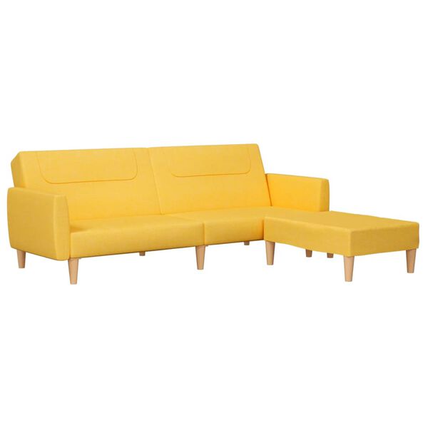 vidaXL Dvosjed na razvlačenje od tkanine s tabureom žuti