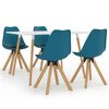 vidaXL Blagovaonski set od 5 dijelova 120x60 cm tirkizno-crni