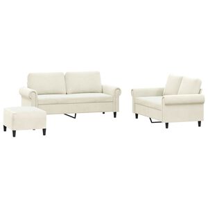 vidaXL 3-dijelni set sofa s jastucima krem bar&scaron;unasti