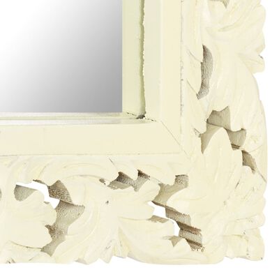 vidaXL Ručno izrezbareno ogledalo bijelo 110x50 cm masivno drvo manga