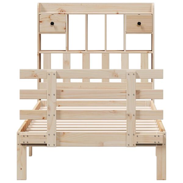 vidaXL Krevet s regalom za knjige bez madraca 75x190 cm borovina