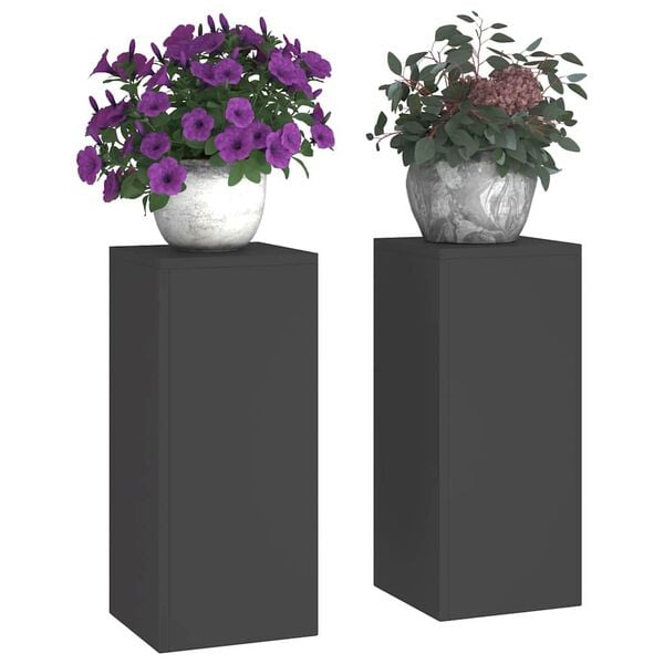 vidaXL Stalak za biljke 2 pcs Crna 24 x 24 x 55 cm Čelik