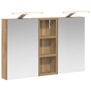 vidaXL Set ormarića za kupaonicu S LED lampica 3 pcs 80 x 10,5 x 50 cm