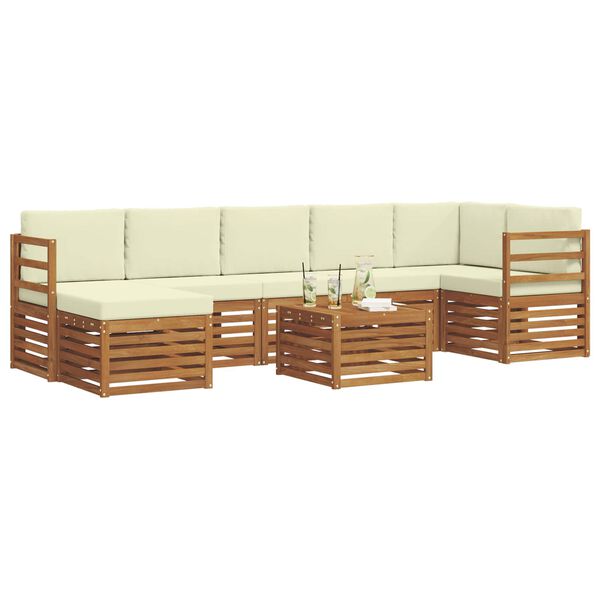 vidaXL Setovi sofa 8 pcs Prirodna i krem Čvrsto drvo akacije