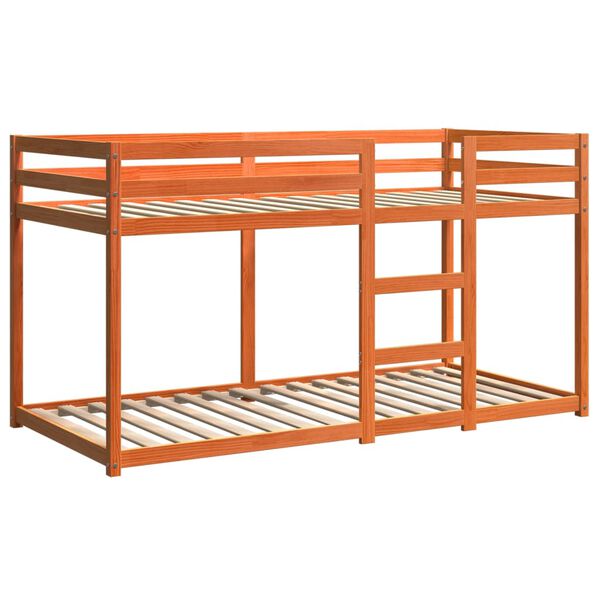 vidaXL Krevet na kat voštano smeđi 80 x 200 cm od masivne borovine