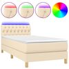 vidaXL Krevet box spring s madracem LED krem 90x190 cm od tkanine