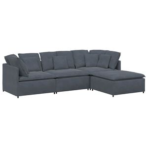 vidaXL Modularna sofa s podnožjem i jastucima, bar&scaron;unasta tamno siva