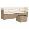 vidaXL 5-dijelni vrtni set sofa s jastucima bež od poliratana