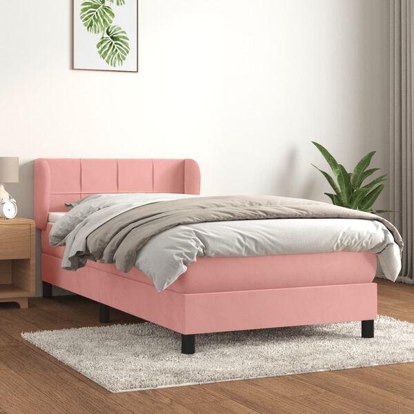 vidaXL Box spring krevet s madracem ružičasti 80 x 200 cm bar&scaron;unasti