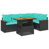 vidaXL 6-dijelni set vrtnih sofa s jastucima crni od poliratana