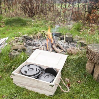 Esschert Design 7-dijelni set za kuhanje na logorskoj vatri crni FF240