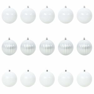 vidaXL Set božićnih kuglica XL 15 kom. Bijela &Oslash; 10 cm Plastika
