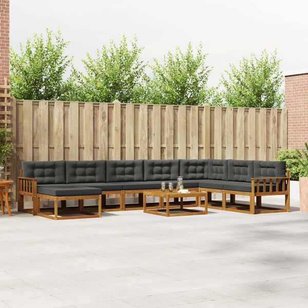 vidaXL Set vanjskih sofa s jastukom 9 pcs Prirodna i antracit