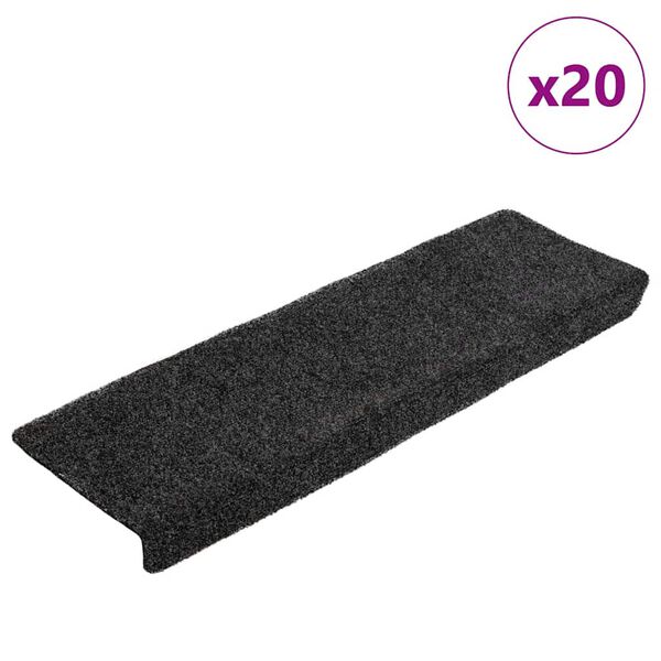vidaXL Prostirke za stepenice samoljepljive 20 kom 65x21x4 cm crne pravokutne rubove