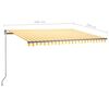 vidaXL Automatska tenda sa senzorom LED 450x350 cm žuto-bijela