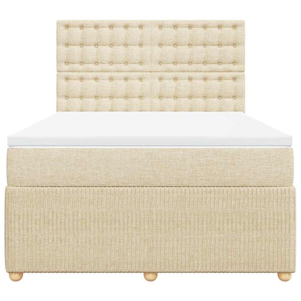 vidaXL Krevet s oprugama i madracem krem 140 x 190 cm od tkanine