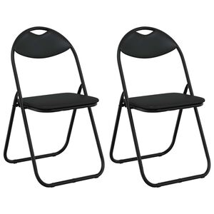 vidaXL Sklopiva stolica 2 pcs Crna 48 x 43,5 x 81 cm Lažna koža
