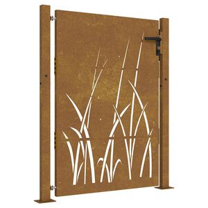 vidaXL Vrtna vrata 100x150 cm Corten čelik dizajn trave