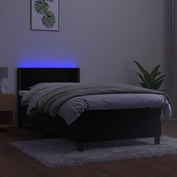 vidaXL Krevet box spring s madracem LED crni 90x190 cm bar&scaron;un