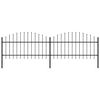 vidaXL Vrtna ograda s vrhom koplja Čelik 359x125 cm Crna