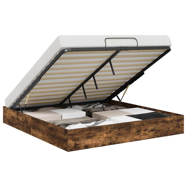 vidaXL Otomanski krevet s pohranom Dimljeni Hrast 203 x 160 x 25 cm