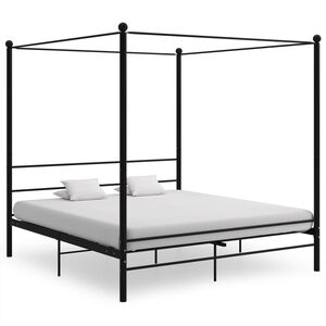 vidaXL Okvir za krevet s nadstre&scaron;nicom crni metalni 180 x 200 cm
