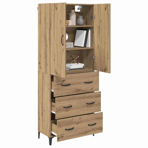 vidaXL Highboard Umjetnički hrast 69,5 x 34 x 180 cm Konstruirano drvo