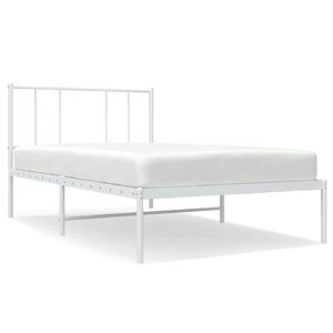vidaXL Metalni okvir krevet bez madraca s uzglavljem bijeli 75x190 cm