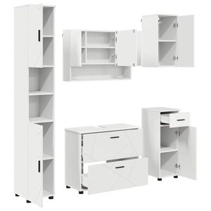 vidaXL Set namje&scaron;taja za kupaonicu 5 kom. Bijelo 35 x 30 x 192 cm