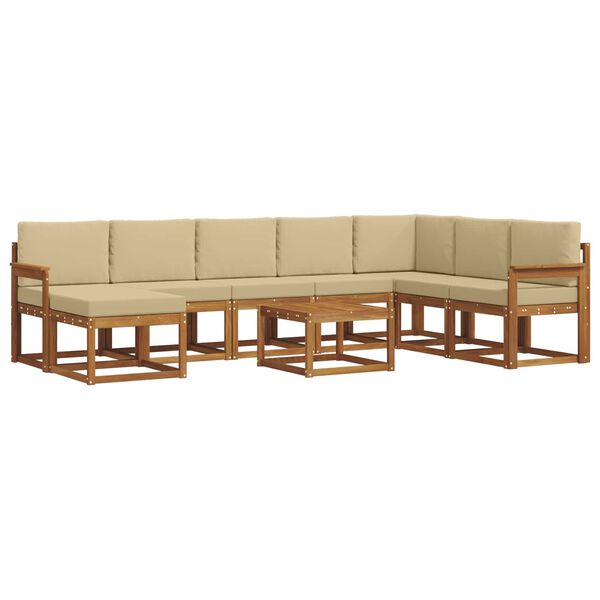 vidaXL Set vanjskih sofa s jastukom 9 pcs Prirodna i bež