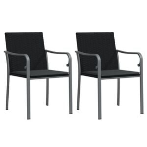 vidaXL Vrtne stolice s jastucima 2 kom crne 56x59x84 cm od poliratana