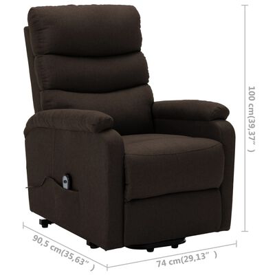vidaXL Fotelja na podizanje od tkanine tamnosmeđa