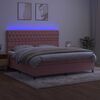 vidaXL Krevet box spring s madracem LED ružičasti 200x200cm bar&scaron;unasti