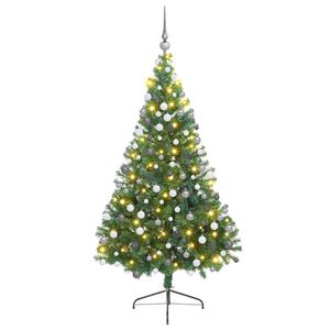 vidaXL Umjetno predsvijetljeno božićno drvce Zelena 180 cm PVC