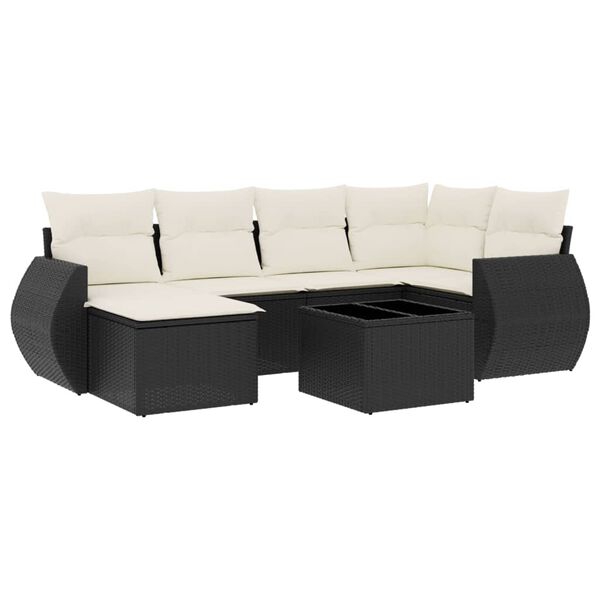 vidaXL 7-dijelni set vrtnih sofa od poliratana s jastucima crni