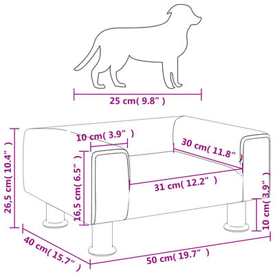 vidaXL Krevet za pse tamnosivi 50x40x26,5 cm baršunasti