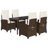 vidaXL 5-dijelni vrtni blagovaonski set s jastucima poliratan smeđi