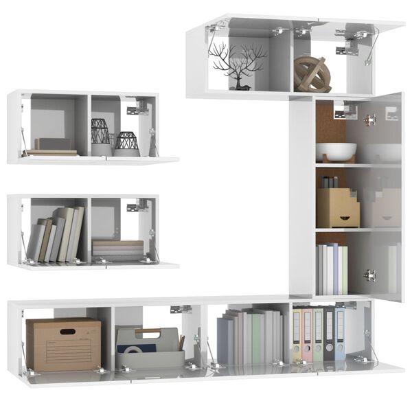 vidaXL 6-dijelni set TV ormarića sjajni bijeli drveni